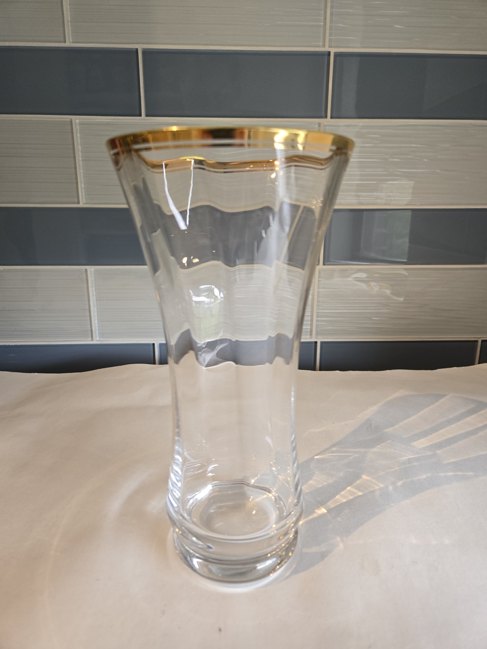 Mikasa Jamestown Glass Vase with Gold Rim - Elegant Home Accent